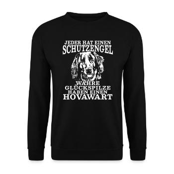 Glückspilze haben einen Hovawart Hund - Unisex Pullover - Schwarz - Vorne - Alina (178cm) & Michal (187cm)