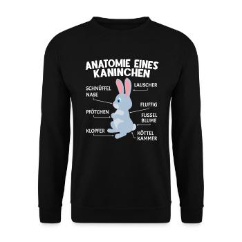 Anatomie Eines Hasen Zwergkaninchen Kaninchen - Unisex Pullover - Schwarz - Vorne - Alina (178cm) & Michal (187cm)