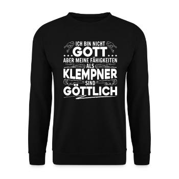 Klempner Lustige Sprüche Heizungsbau - Unisex Pullover - Schwarz - Vorne - Alina (178cm) & Michal (187cm)