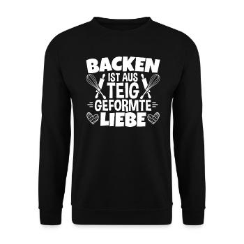 Bäcker Bäckerin Backen Ist Aus Teig Geformte Liebe - Unisex Pullover - Schwarz - Vorne - Alina (178cm) & Michal (187cm)