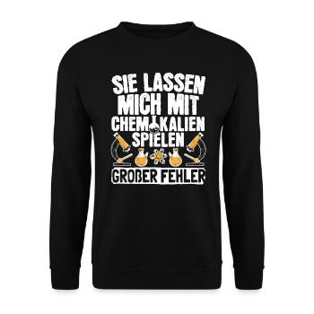 Chemie Beruf Chemikant Mit Chemikalien Spielen - Unisex Pullover - Schwarz - Vorne - Alina (178cm) & Michal (187cm)