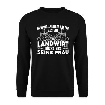 Landwirt Bauer Lustiger Spruch Landwirtschaft - Unisex Pullover - Schwarz - Vorne - Alina (178cm) & Michal (187cm)
