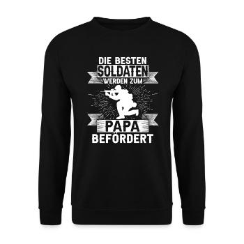 Die Besten Soldaten Werden Zum Papa Befördert - Unisex Pullover - Schwarz - Vorne - Alina (178cm) & Michal (187cm)