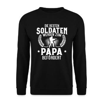 Militär Papa Soldat Berufssoldat Spruch - Unisex Pullover - Schwarz - Vorne - Alina (178cm) & Michal (187cm)