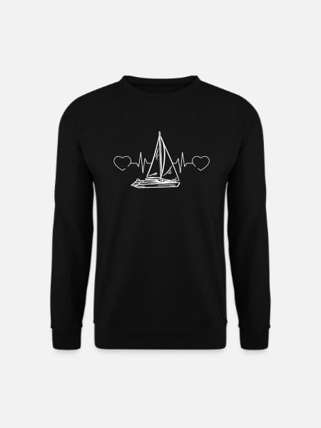 Katamaran Segeln Herzschlag Zweirumpfboot - Unisex Pullover - Schwarz