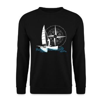 Catamaran sailing double hull boat two hull boat - Unisex Sweatshirt - black - Front - Alina (178cm) & Michal (187cm)