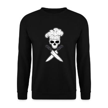 hobby Cuisinier chef tête de mort tatouage barbecue - Sweat-shirt Unisexe - noir - Devant - Alina (178cm) & Michal (187cm)