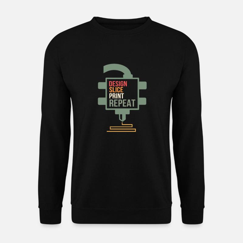 Design Slice Print Repeat 3D Drucker Geek Druck - Unisex Pullover - Schwarz