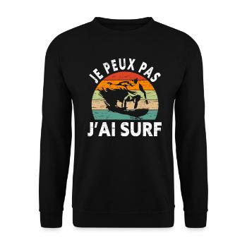 Surfer Wassersport Ich Kann Nicht Ich Bin Surfen - Unisex Pullover - Schwarz - Vorne - Alina (178cm) & Michal (187cm)