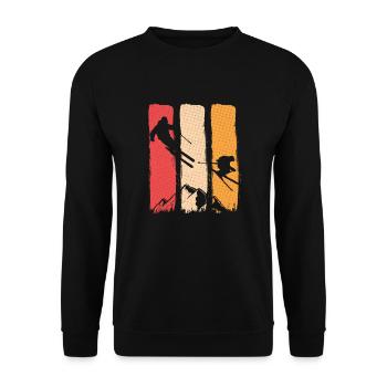Vintage Ski Ski skieur Rétro Moniteur de ski - Sweat-shirt Unisexe - noir - Devant - Alina (178cm) & Michal (187cm)