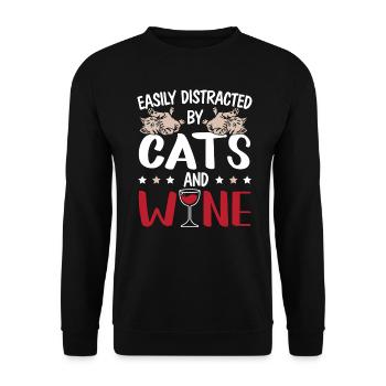Slightly Distracted By Cats And Wine Kittens - Unisex Sweatshirt - black - Front - Alina (178cm) & Michal (187cm)