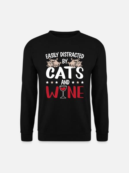Lidt distraheret af katte og vin killinger - Unisex sweater - sort