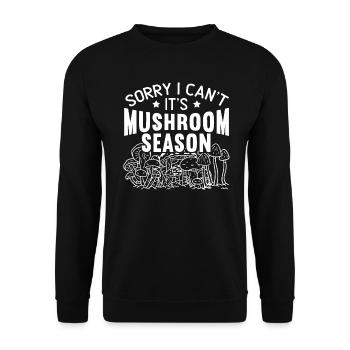 I Can't It's Mushroom Season Mushroom Collector - Unisex Sweatshirt - black - Front - Alina (178cm) & Michal (187cm)