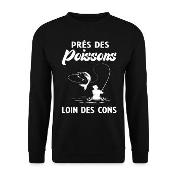 Près Des Poissons Loin Des Cons - Sweat-shirt Unisexe - noir - Devant - Alina (178cm) & Michal (187cm)
