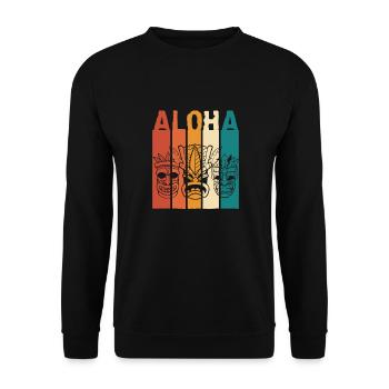Cool Aloha Hibiscus Flowers Hawaii Maui Big Island - Unisex Sweatshirt - black - Front - Alina (178cm) & Michal (187cm)