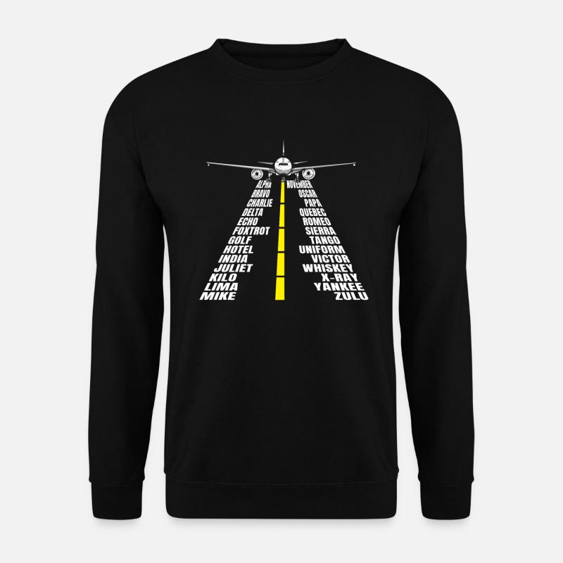 Phonetisches Alphabet Flugzeug Pilot - Unisex Pullover - Schwarz