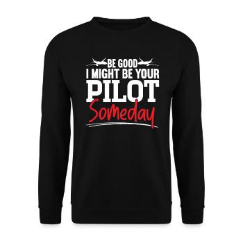 Ich Könnte Eines Tages Ihr Pilot Sein Flugzeug - Unisex Pullover - Schwarz - Vorne - Alina (178cm) & Michal (187cm)