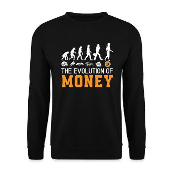 The Evolution of Money Crypto Currency Bitcoin - Unisex Sweatshirt - black - Front - Alina (178cm) & Michal (187cm)