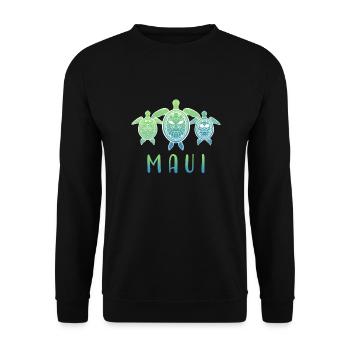 Maui Turtle Aloha Hibiscus Flowers Hawaii Gift - Unisex Sweatshirt - black - Front - Alina (178cm) & Michal (187cm)