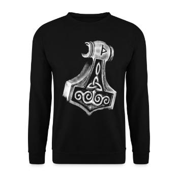 Thor Hammer Mjölnir - Unisex Sweatshirt - black - Front - Alina (178cm) & Michal (187cm)
