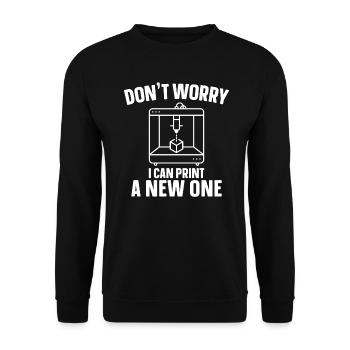 Don't worry, I can print a new 3D print - Unisex Sweatshirt - black - Front - Alina (178cm) & Michal (187cm)