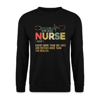 Vintage Krankenschwester Definition Krankenhaus - Unisex Pullover - Schwarz - Vorne - Alina (178cm) & Michal (187cm)