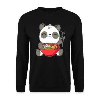 Kawaii Panda Ramen Esser Japanische Nudelsuppe - Unisex Pullover - Schwarz - Vorne - Alina (178cm) & Michal (187cm)