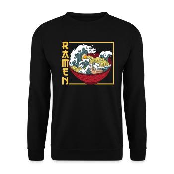 The Great Wave From Kanagawa Ramen Noodle Lovers - Unisex Sweatshirt - black - Front - Alina (178cm) & Michal (187cm)