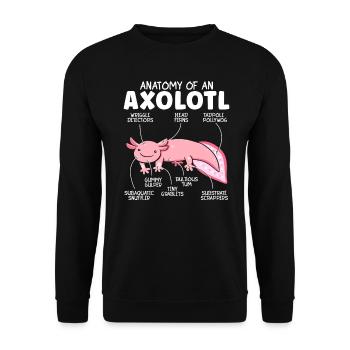Anatomie d’un poisson migrateur mexicain Axolotl - Sweat-shirt Unisexe - noir - Devant - Alina (178cm) & Michal (187cm)
