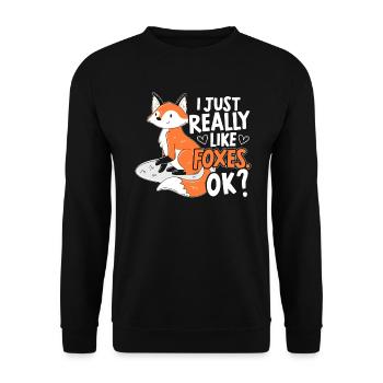 Ich Mag Halt Einfach Füchse Ok? Fuchs Lover - Unisex Pullover - Schwarz - Vorne - Alina (178cm) & Michal (187cm)