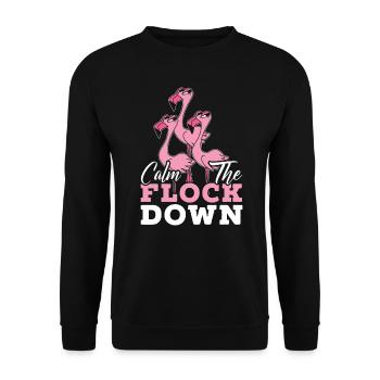 Calm The Flock Down Rosa Flamingo - Sweat-shirt Unisexe - noir - Devant - Alina (178cm) & Michal (187cm)