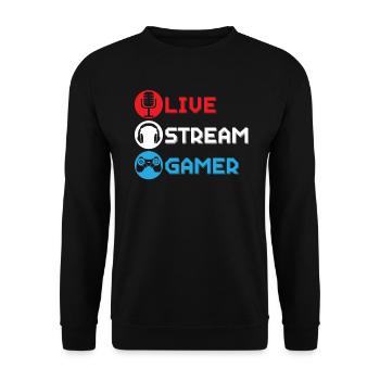 Live Stream Gamer Livestreaming Online Spiel - Unisex Pullover - Schwarz - Vorne - Alina (178cm) & Michal (187cm)