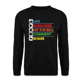 Like Subscribe Hit The Bell Comment Share Streamer - Unisex Sweatshirt - black - Front - Alina (178cm) & Michal (187cm)