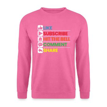 Like Subscribe Hit The Bell Comment Share Streamer - Unisex Pullover - Pink - Vorne
