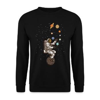 funny circus astronaut - Unisex Sweatshirt - black - Front - Alina (178cm) & Michal (187cm)