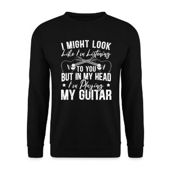In My Head I Play Guitar Guitarist - Unisex Sweatshirt - black - Front - Alina (178cm) & Michal (187cm)