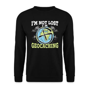 I'm Not Lost, I'm Geocacher - Unisex Sweatshirt - black - Front - Alina (178cm) & Michal (187cm)