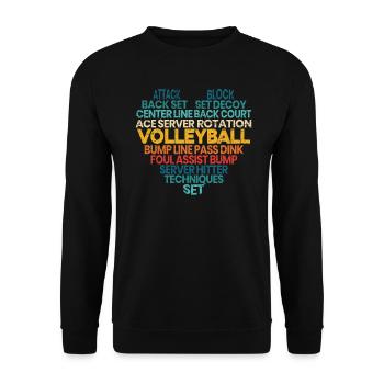 Volleyball Wortwolke Ballsport Volleyballspieler - Unisex Pullover - Schwarz - Vorne - Alina (178cm) & Michal (187cm)