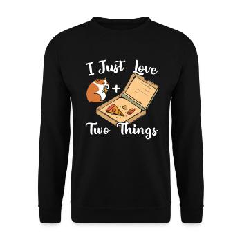 J’aime Seulement Deux choses Cobayes Et Pizza - Sweat-shirt Unisexe - noir - Devant - Alina (178cm) & Michal (187cm)