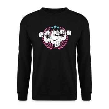 Gewichtheben Einhorn Fitness Gym Lover - Unisex Pullover - Schwarz - Vorne - Alina (178cm) & Michal (187cm)