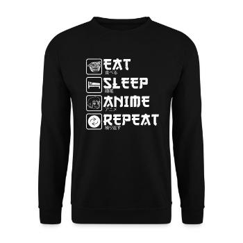 Eat Sleep Anime Repeat Manga Japanese - Unisex Sweatshirt - black - Front - Alina (178cm) & Michal (187cm)