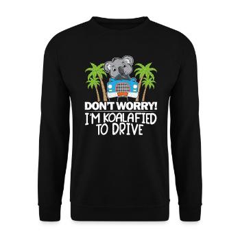 Don't worry I'm koalafied car driver's license - Unisex Sweatshirt - black - Front - Alina (178cm) & Michal (187cm)