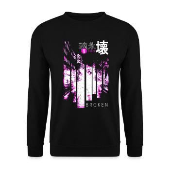 Vaporwave Japanese Aesthetic Tokyo Broken Soul - Sweat-shirt Unisexe - noir - Devant - Alina (178cm) & Michal (187cm)