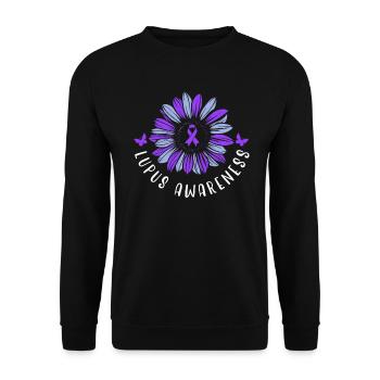 Lupus Awareness Purple Ribbon Autoimmunkrankheit - Unisex Pullover - Schwarz - Vorne - Alina (178cm) & Michal (187cm)
