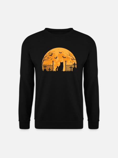 Halloween Katze Süßes oder Saures Katzenbesitzer - Unisex Pullover - Schwarz