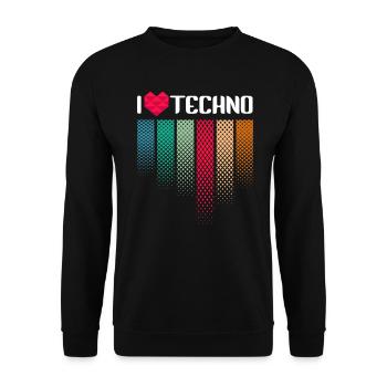 I Love Techno Musik Raver - Unisex Pullover - Schwarz - Vorne - Alina (178cm) & Michal (187cm)