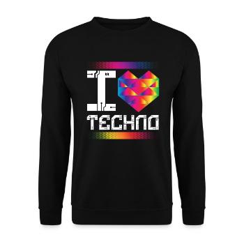 I Love Techno Musik Raver - Unisex Pullover - Schwarz - Vorne - Alina (178cm) & Michal (187cm)