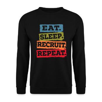 Eat Sleep Recruit Repeat HR Manager Personalleiter - Unisex Pullover - Schwarz - Vorne - Alina (178cm) & Michal (187cm)