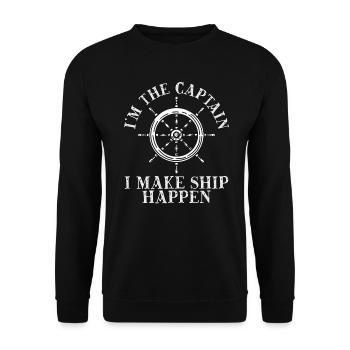 Ich Bin Der Kapitän I Make Ship Happen - Unisex Pullover - Schwarz - Vorne - Alina (178cm) & Michal (187cm)