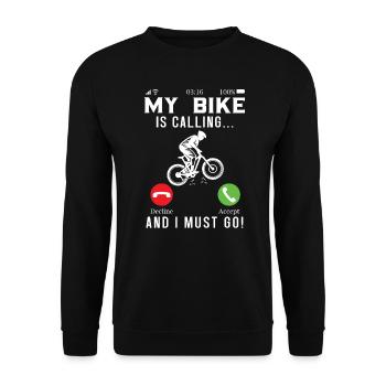 Mon vélo m’appelle et je dois commencer à faire du vélo - Sweat-shirt Unisexe - noir - Devant - Alina (178cm) & Michal (187cm)
